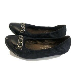 AGL Womens Leather Shoes Navy Size 9 39.5 Flats Ballet